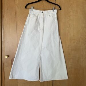 COS white denim maxi skirt with front and back center slit size 4